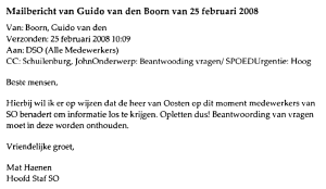 productie 29 Mailbericht interim-directeur Guido van den Boorn, 25 februari 2008